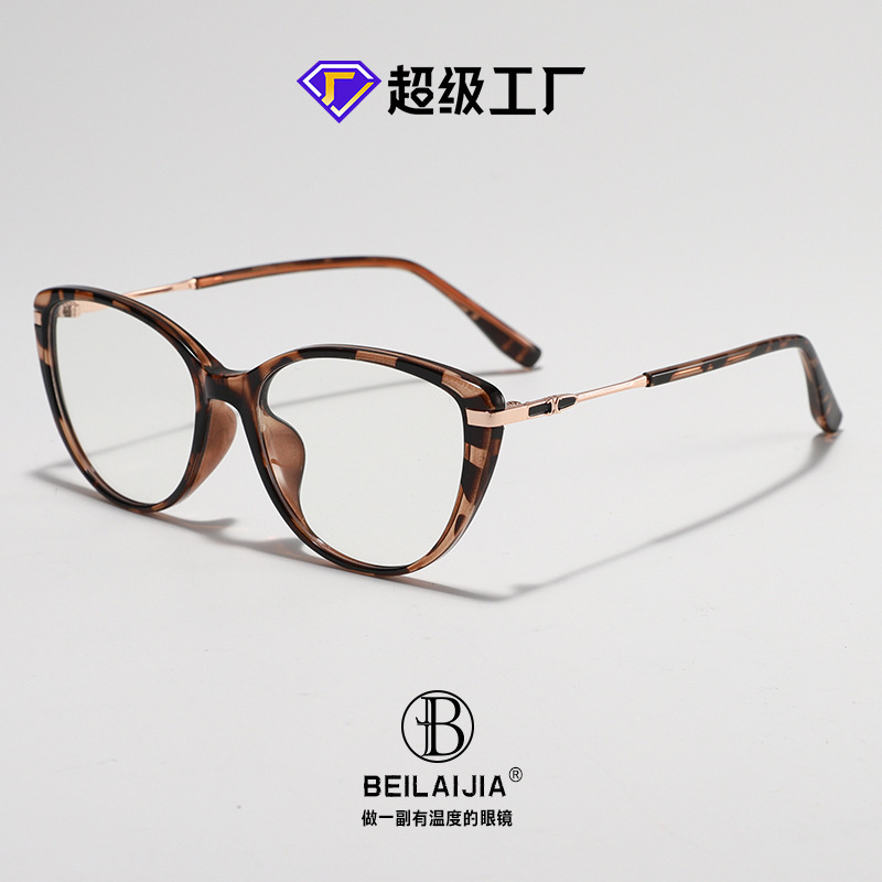 Ultra-Light Women's American Retro Tortoiseshell Frame Anti-Blue Light Glasses Frame for Men with a Natural Look, High-End Feel, Foreign Trade Cross-Border