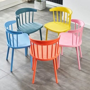 Windsor Chair Internet-popular Chair Modern Simple Backrest Dining Chair Stool Household Plastic Thickened Creative Backrest Chair Nordic Style
