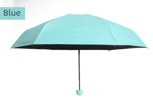 Mini Sunscreen Capsule Umbrella UV Protection Sunshade Umbrella Five-Fold Black Rubber Pocket Umbrella Foldable Rain Umbrella