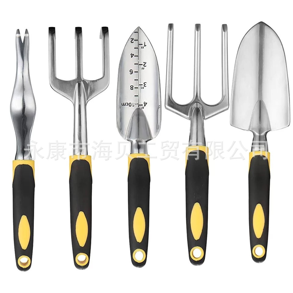 农用套装五件套 铝合金花园套装 双色手柄园林铲园艺工具一件代发