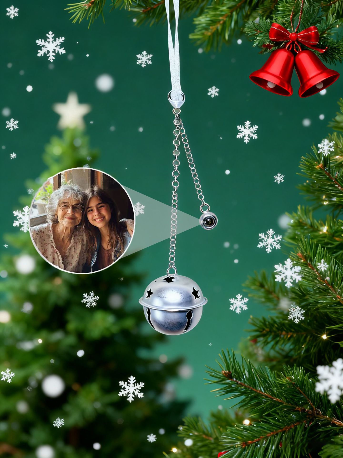 Campana del árbol de Navidad - Oro Platino