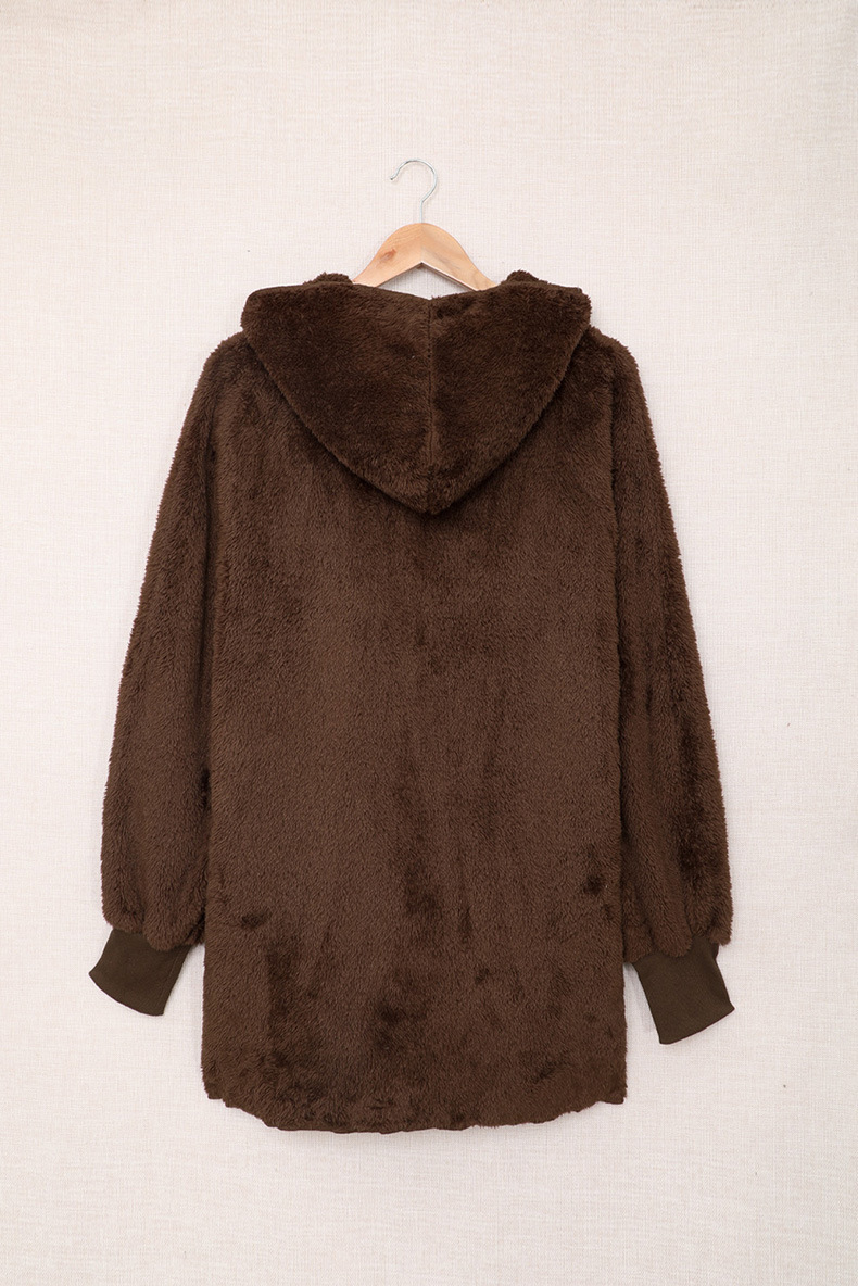 Winterjas met fleece en capuchon lang gebreid vest voor dames_voghion.com