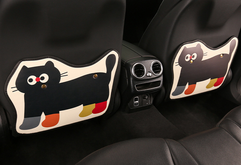 Women's cute cartoon car seat back anti-kick cushion car seat back anti-fouling cushion short back pocket suspension type
