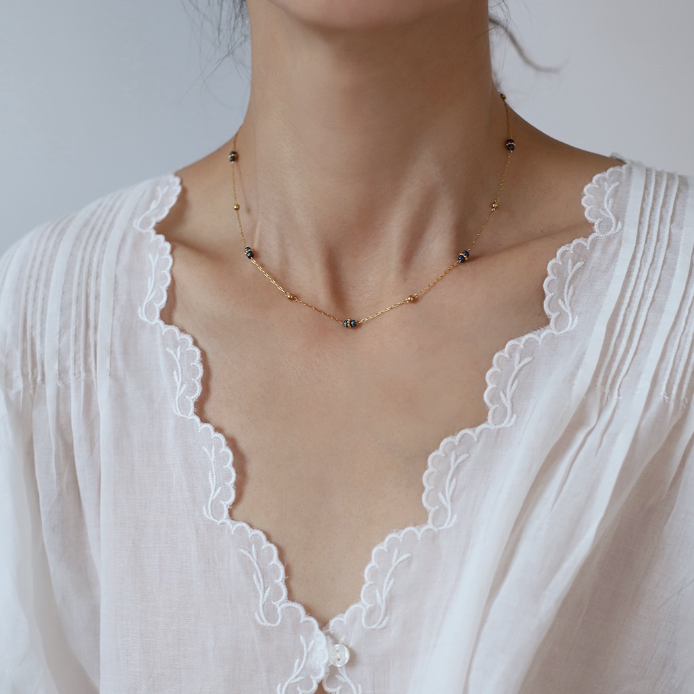 Model Show Gold Beads Stainless Steel Necklace