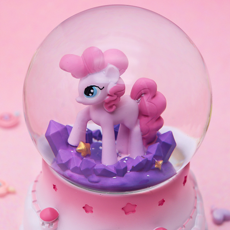 かわいい漫画レインボーポニークリスタルボールオルゴール女の子プリンセス誕生日ギフト雪回転オルゴール|undefined