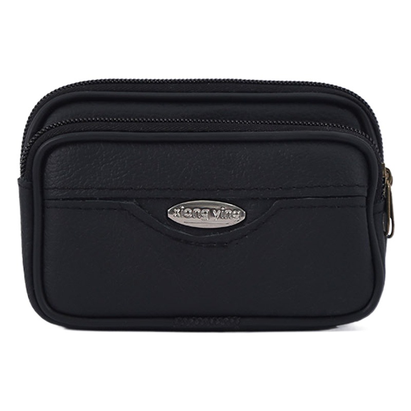 Middle-aged and elderly leather waist bag factory price leather belt cowhide mobile phone bag ten yuan store supply coin purse zipper waist bag