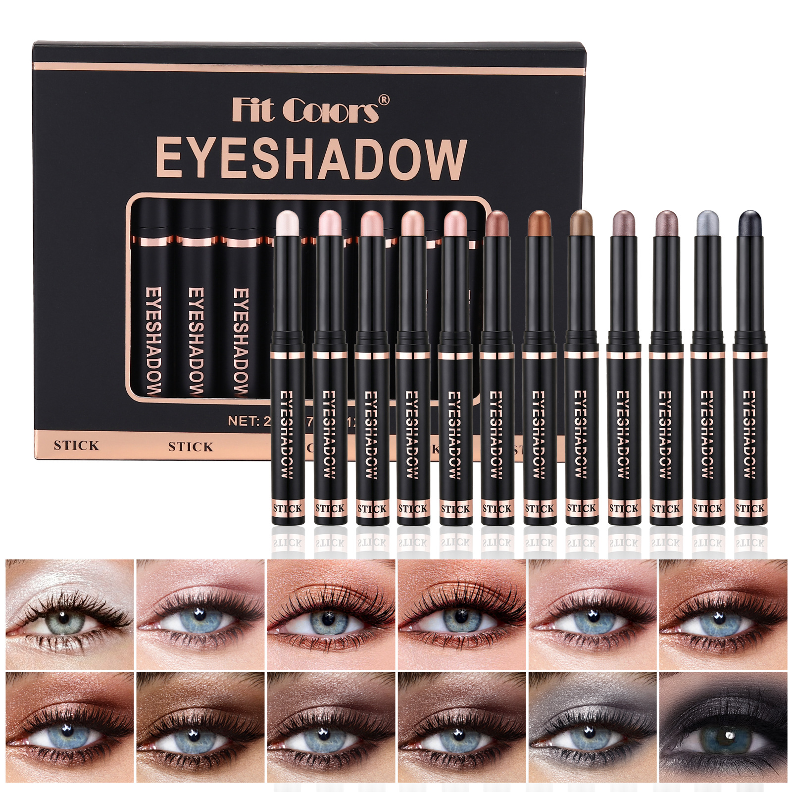 Cross-Border Fit Colors Pearlescent Eyeshadow Pen Set Fine Shimmer Pearlescent Earth Tone Highlighting and Contouring Pen