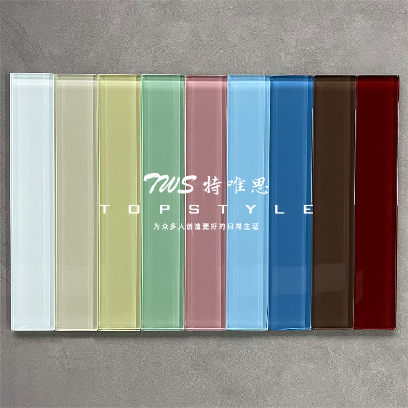 Dopamine Colored Glass Tiles Long Strips Handmade Tiles Kitchen Bathroom Bar Jelly Tiles Bathroom Kitchen Small Tiles