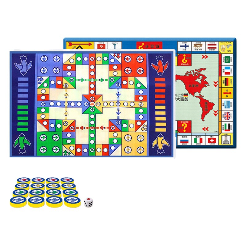 Hua Ying Children's Double-sided Monopoly Carpet Flying Chess Game Mat Crawling Mat Parent-child Party Out-of-house Table Game Toys