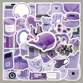 50张ins风紫色贴纸 Suitcase Sticker 卡通可爱DIY手账电脑防水装饰 Wiki