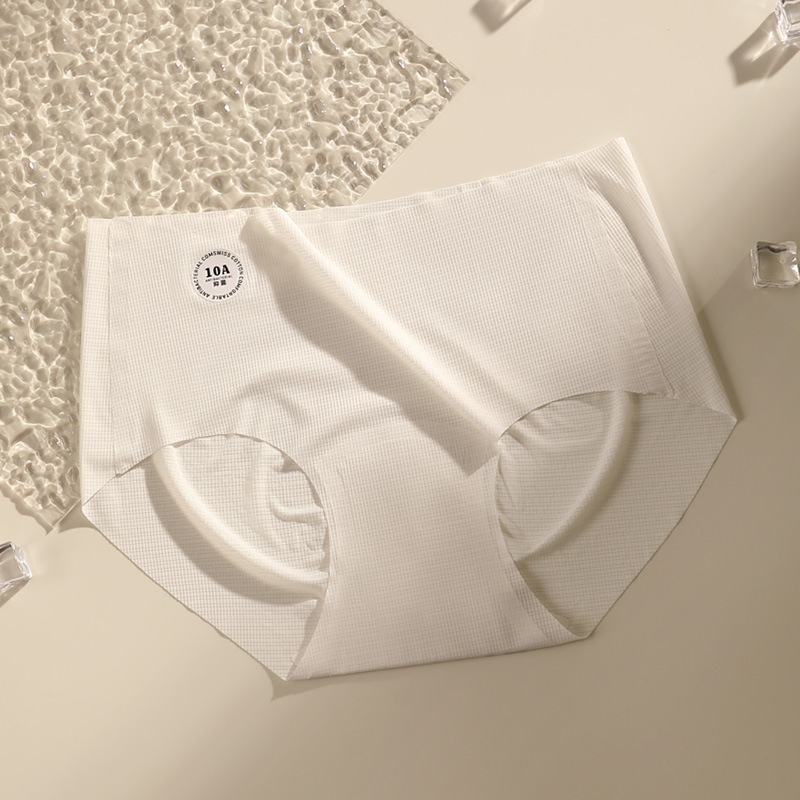 Ropa interior de seda de hielo para mujer, entrepierna antibacteriana de algodón puro, cintura media, transpirable, pantalones cortos triangulares finos para niña, ropa interior sin costuras, verano