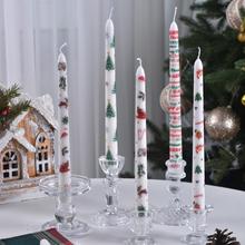 新款25cm圣诞印花长杆蜡烛圣诞节家居装饰蜡烛婚礼节日礼物无烟蜡