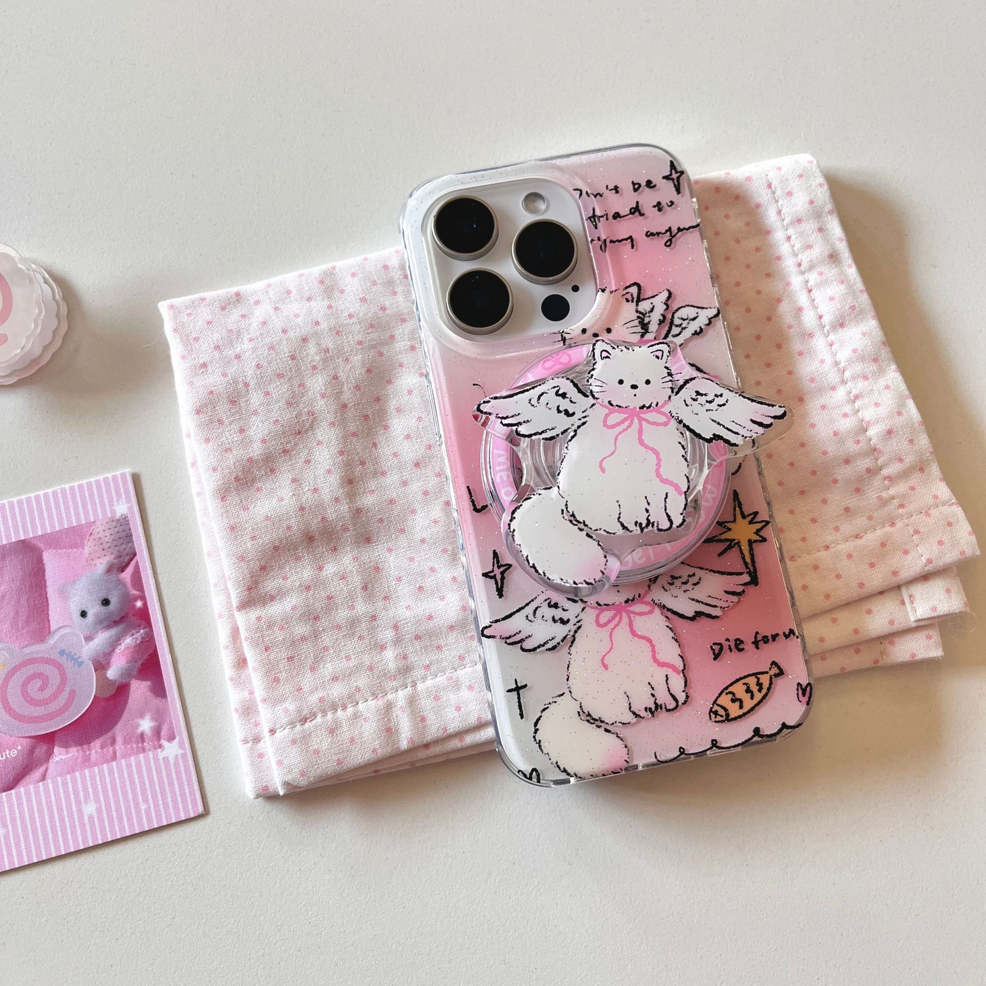 Hinchas en inglés lindas alas de ángel adecuadas para Apple 15ProMax funda para teléfono móvil 16Pro magnético 14/13 hembra 16