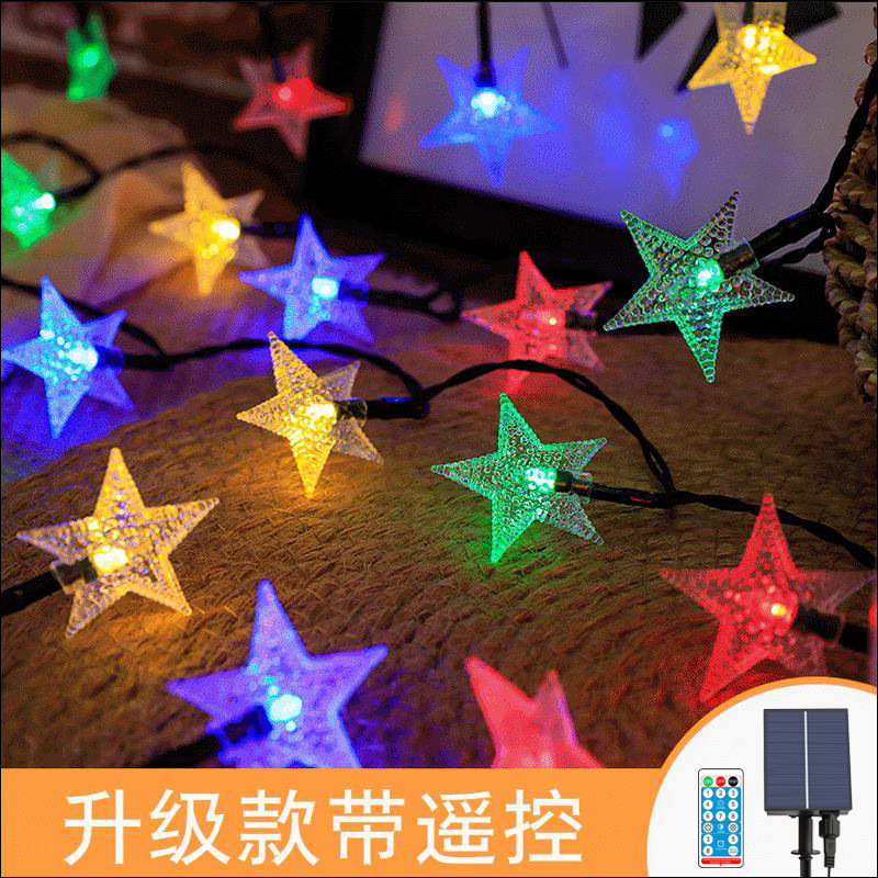 Impermeable al aire libre LED solar estrella luz cadena estrella de cinco puntas luces de colores FIESTA DE Navidad camping atmósfera dosel Decoración