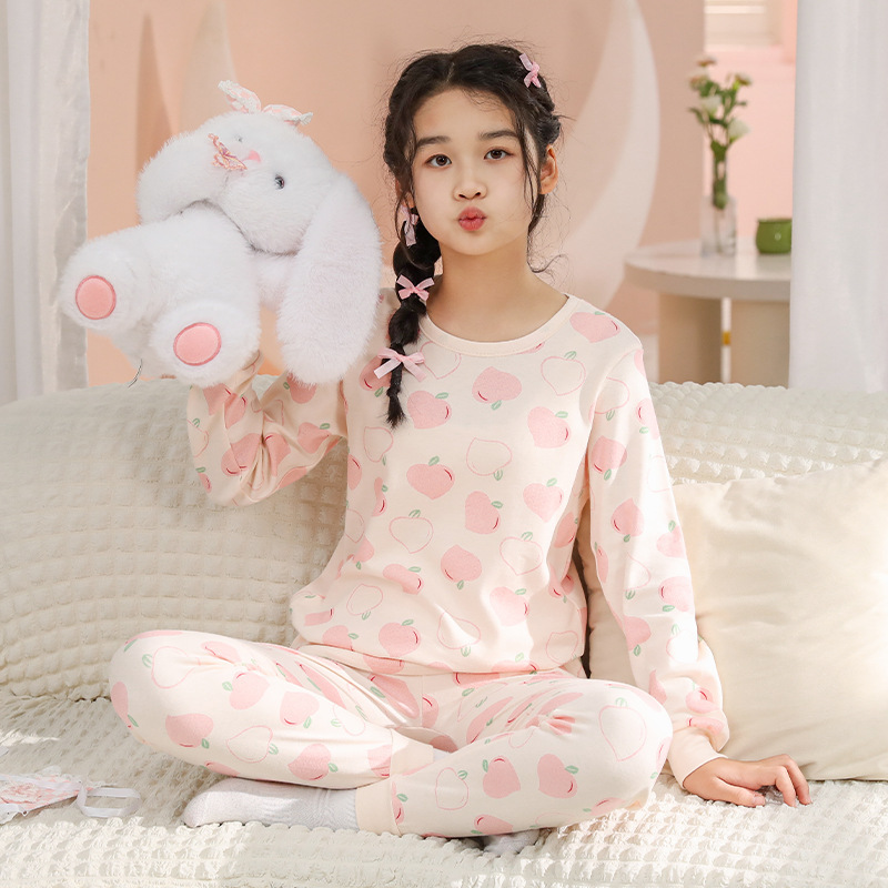 儿童睡衣纯棉衬衣线裤男童保暖内衣女童宝宝秋衣秋裤中小童棉毛衫|undefined