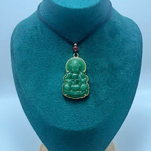 男女款仿金镶玉石观音佛吊坠碧绿佛项链直播引流店面活动礼品批发