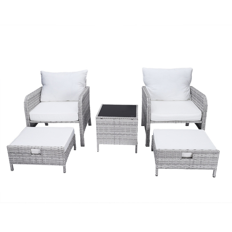 Cross-Border Courtyard Leisure Rattan Chair Combination Five-Piece Set with Pull-Out Footstool Space-Saving Light Luxury Table and Chair Combination Set Cross-Border Courtyard Leisure Rattan Chair Combination Five-Piece Set with Pull-Out Footstool Space-Saving Light Luxury Table and Chair Combination Set
