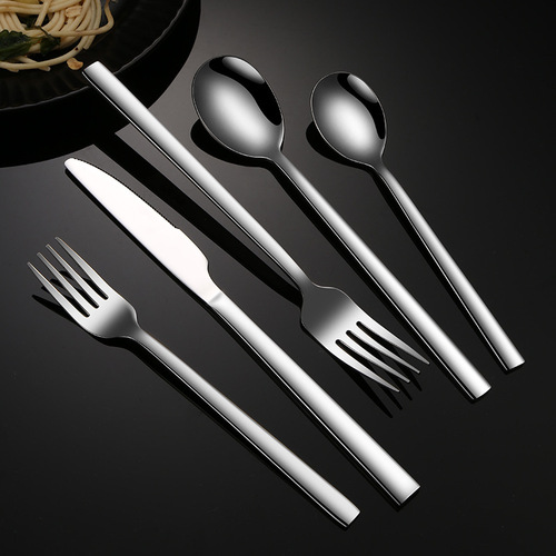 304 stainless steel tableware square handle Western food hotel steak knife and fork coffee spoon stirring spoon tableware set gift