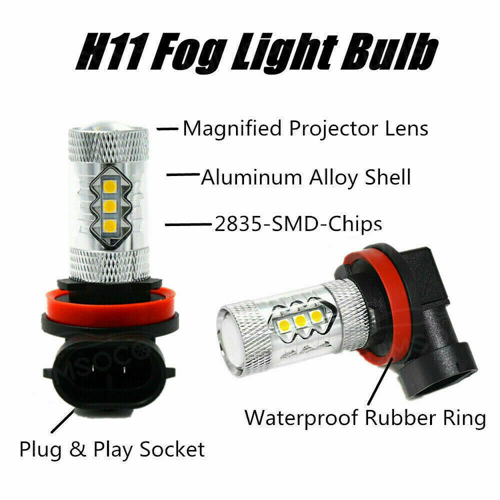 Lámpara de niebla delantera LED H11 H8 H9 80W 2835 LED de alto brillo 80W faro blanco