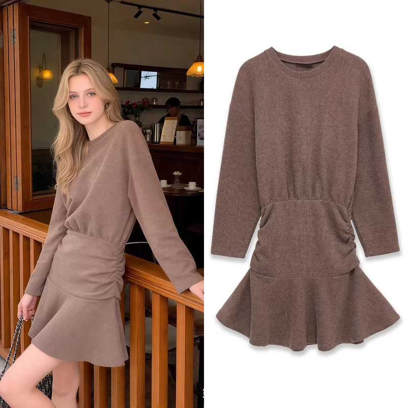 Za Foreign Trade Cross-Border Wholesale European and American Style Women's Summer Fashion Soft Waist-Cinching Knitted Dress