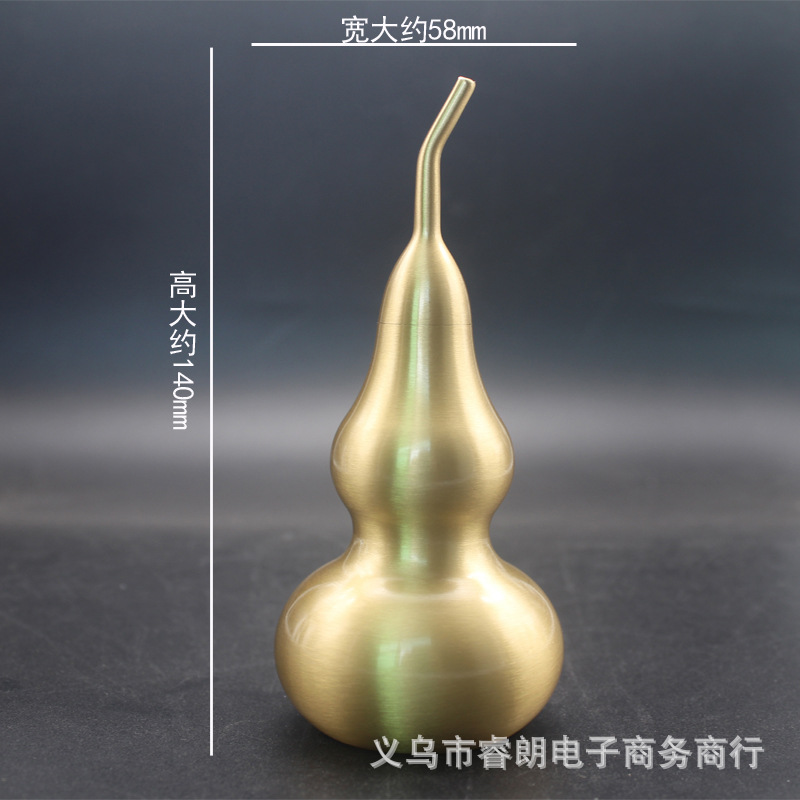 黄铜封釉大葫芦桌面摆件上下开盖空心葫芦铜摆件多种尺寸