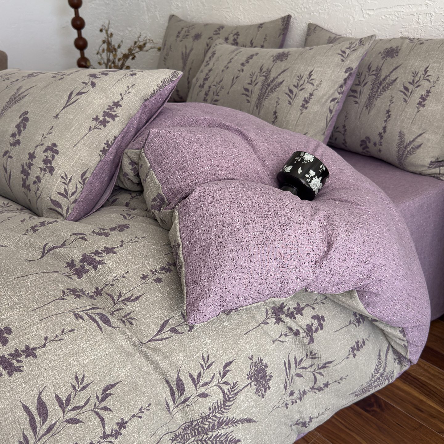 Nuevo algodón de alto peso, lino de cuatro piezas, ropa de cama desnuda para dormir, sábanas gruesas, cubierta de colchón de tres piezas