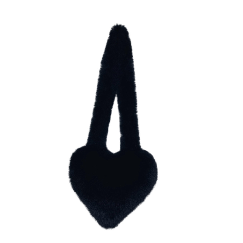 欧美跨境斜挎爱心包仿狐狸皮草毛绒包Heart Shaped Shoulder Bag|undefined