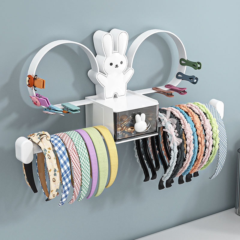 Hair band storage artifact multi-functional wall-mounted hairpin hair accessories bathroom storage rack hair ring tidy storage rack