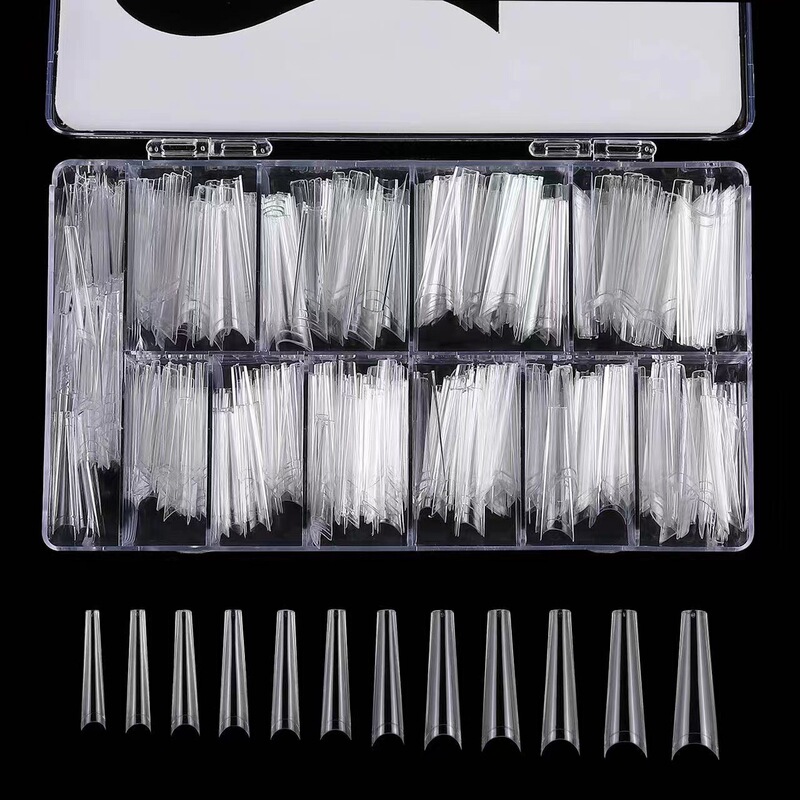 Nail Art 480 Boxed Long Denim Nail Full Sticker French Nail Transparent Color Bucket Lengthened Denim Nail