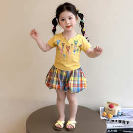 2026夏季新款女童多巴胺套装女宝宝短袖短裤甜美公主风套装小女孩