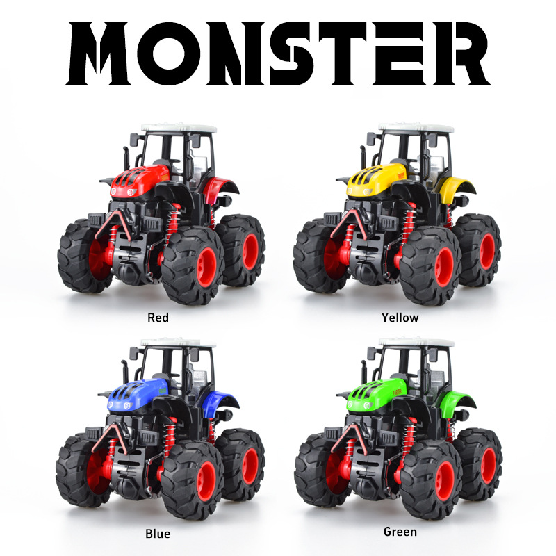 Vehículo de ingeniería de inercia de aleación transfronteriza Tractor Simulación Coche de granjero Modelo de bicicleta Regalo para niños Coche de juguete