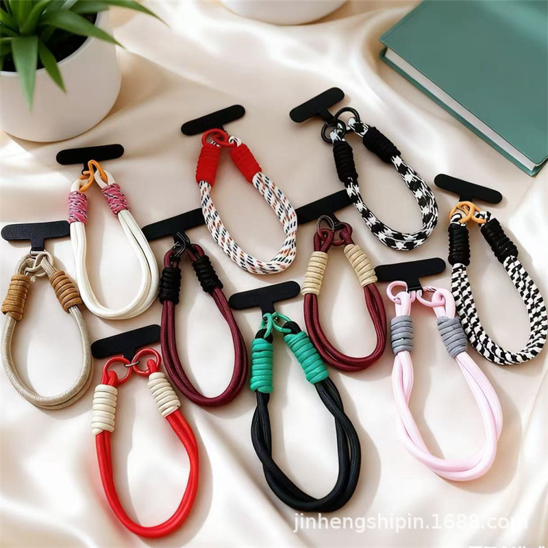 Short Wrist Phone Lanyard Accessory, Portable Dopamine-Colored Phone Lanyard, Anti-Loss Pendant, Hand-Woven Rope Short Wrist Phone Lanyard Accessory, Portable Dopamine-Colored Phone Lanyard, Anti-Loss Pendant, Hand-Woven Rope