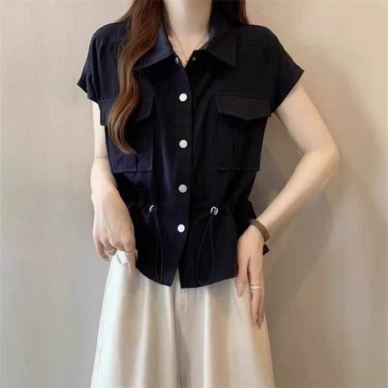 Korean Style Workwear Shirt for Women, New Summer Style, Slimming Short-Sleeve Top for Plus-Size Girls, Large Size Women's Clothing for Petite Figures Korean Style Workwear Shirt for Women, New Summer Style, Slimming Short-Sleeve Top for Plus-Size Girls, Large Size Women's Clothing for Petite Figures