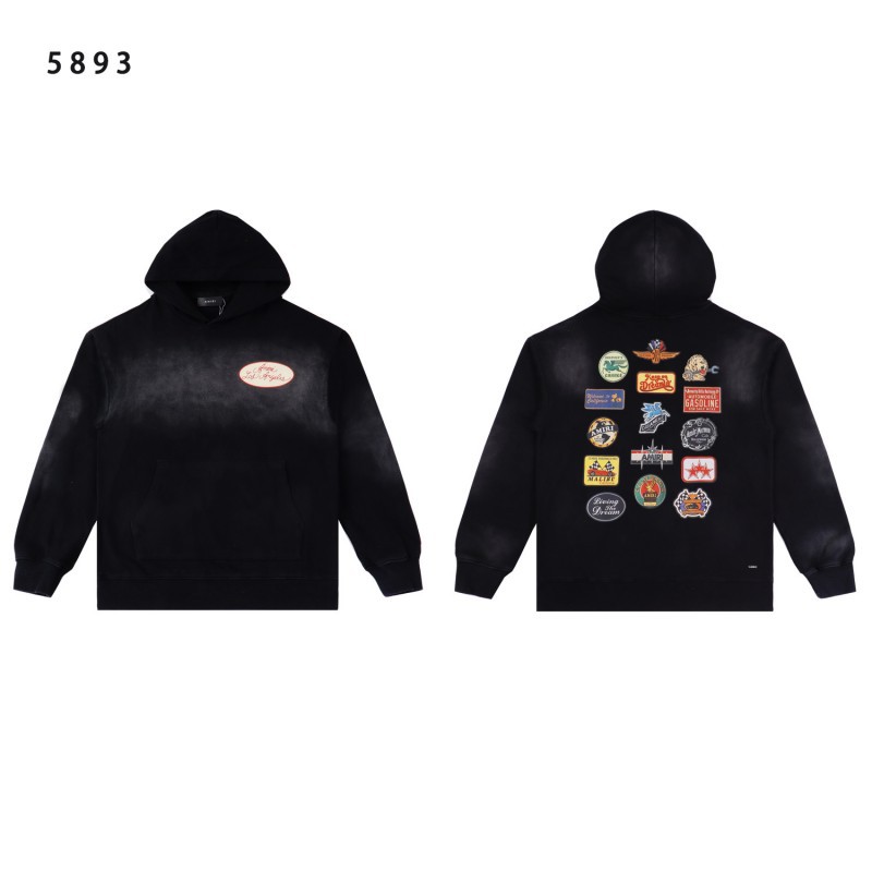 Fog marca de moda AM suéter logotipo de letras agrietadas salpicaduras de tinta pintura graffiti bordado sudadera con capucha chaqueta de pareja IR1