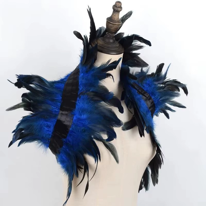 cloak accessory, feathered shoulder cape, gothic Halloween party, multiple colors
