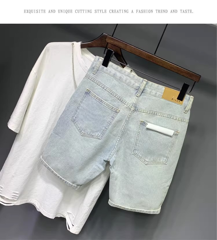 Men's Clothing Men's Retro Stretchy Denim Shorts Trendy Summer Style Five Point Pants For Formal & Casual For Mental_mkmklike.com