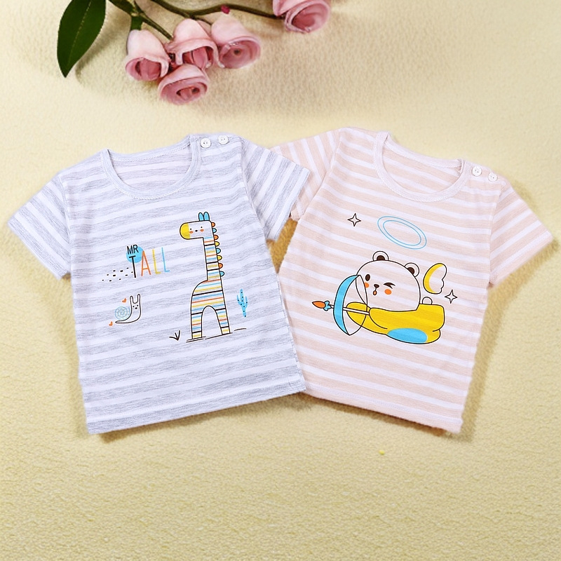 Baby color cotton short-sleeved T-shirt for men and women thin…
