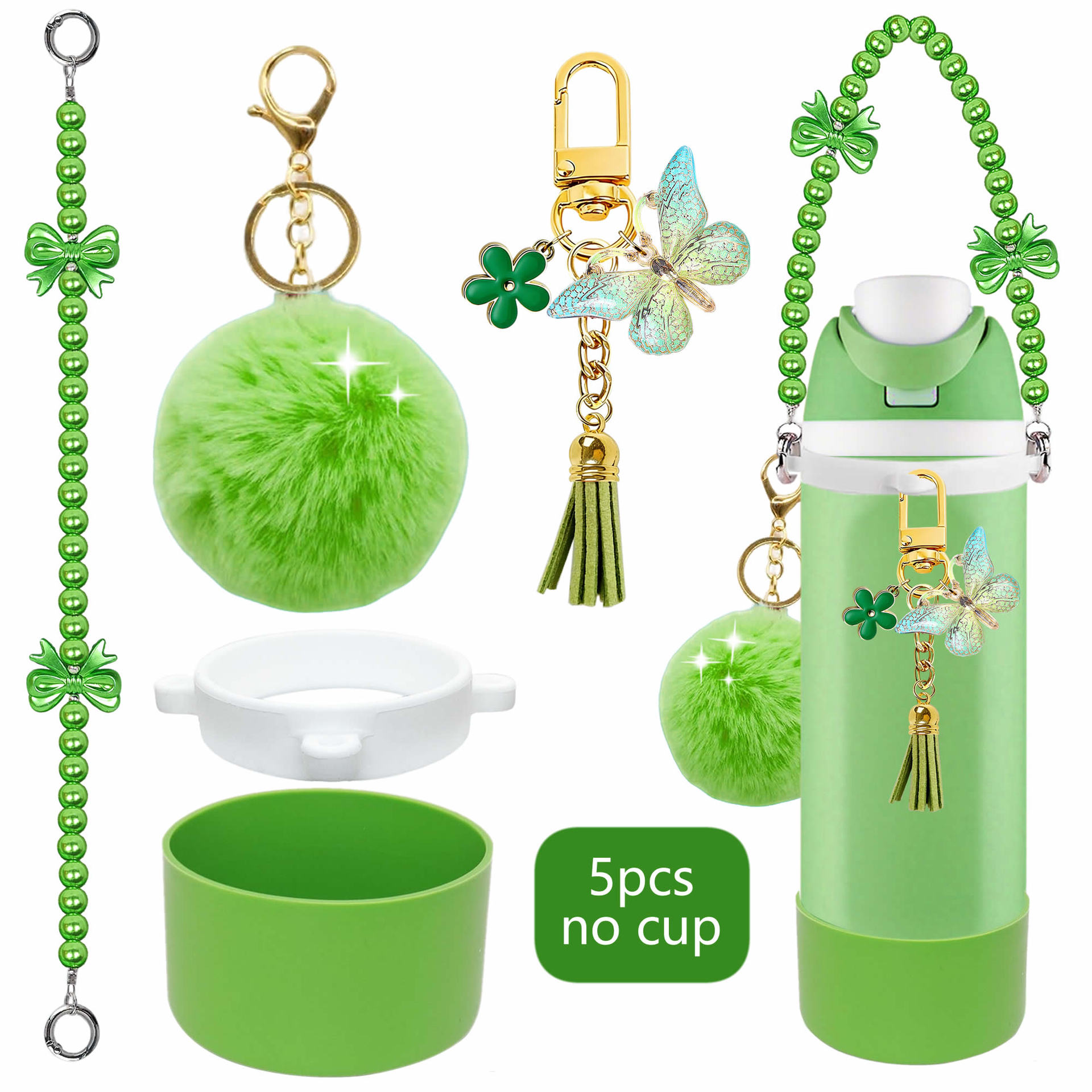 Accesorios de taza Stanley colgante de cuerda de mano flor de silicona gorra de paja de peluche colgante de taza cadena de taza de color cubierta de taza