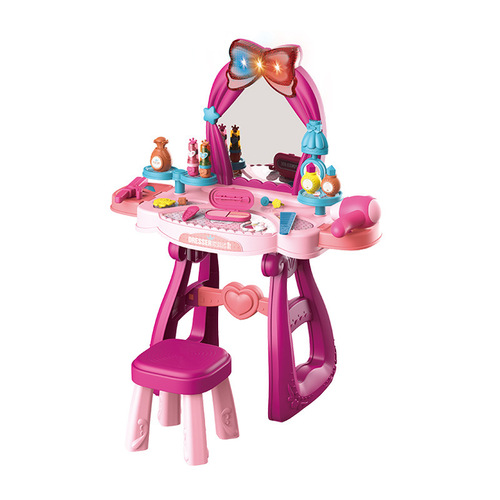 Cross-border children's induction music girl's dressing table accessories set simulation dressing table play house makeup toys