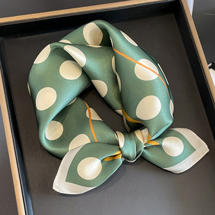 Korean Style Sweet Dot Small Silk Scarf Women's Mulberry Silk Decorative Scarf Shawl Elegant Silk 53 Square Scarf Spring and Autumn