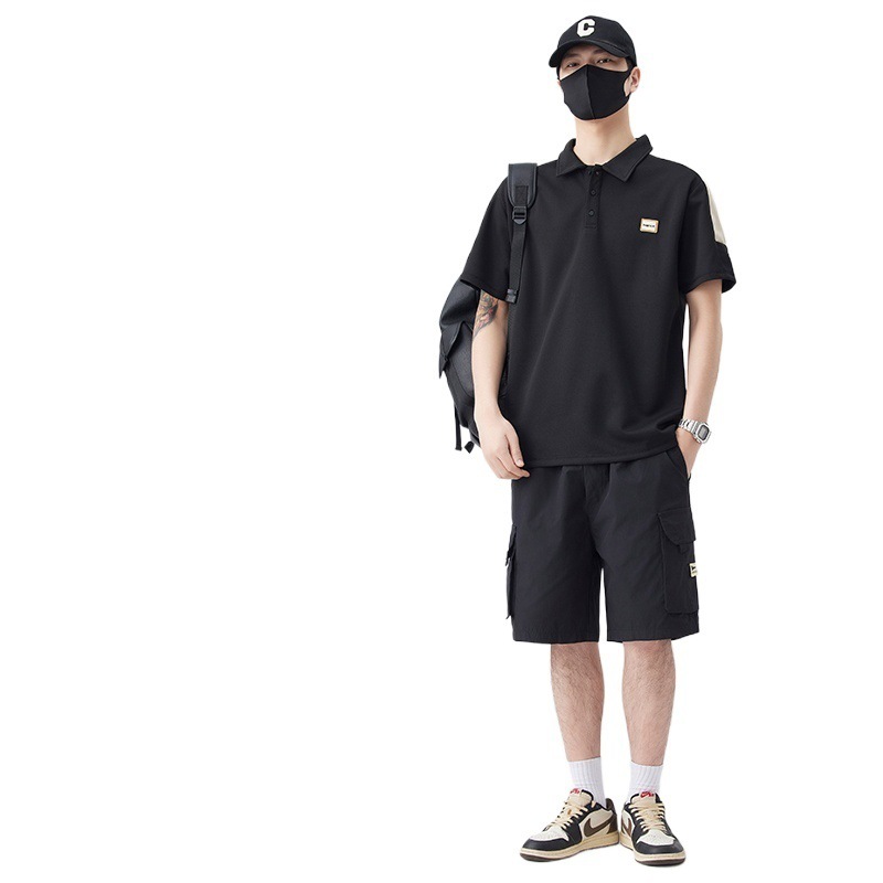 Transmisión en vivo explosión de verano nuevo hombre polo camiseta de manga corta camiseta de protección solar 7A marca de moda antibacteriana y media