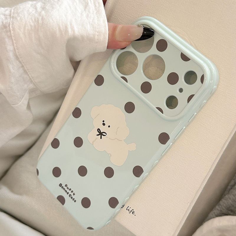 Blue Wave Dot Puppy Apple 17 Mobile Phone Case Iphone16Promax Suitable for 15 Creative Cartoon 13 Anti-Fall 12 Soft Blue Wave Dot Puppy Apple 17 Mobile Phone Case Iphone16Promax Suitable for 15 Creative Cartoon 13 Anti-Fall 12 Soft