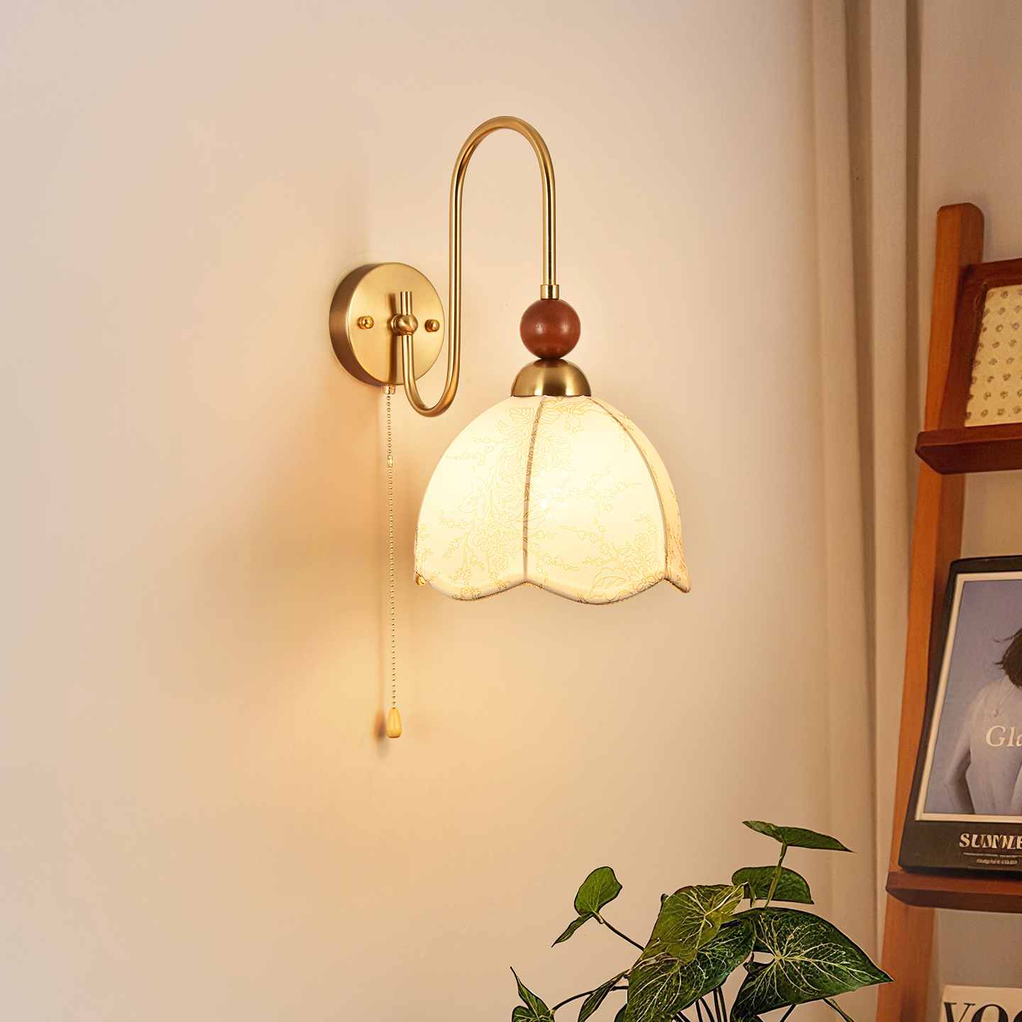 lámpara de pared dormitorio de protección de ojos lujo francés luz nórdica lámpara de pared de fondo de la sala de estar iluminación de pasillo antiguo L271