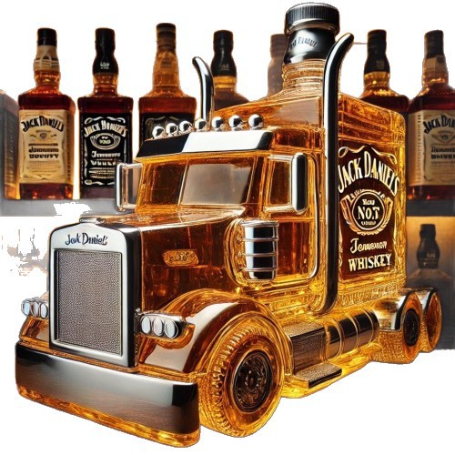 Estación independiente de venta caliente camión cabeza de whisky botella de vidrio decoración de vidrio pequeña capacidad de vodka