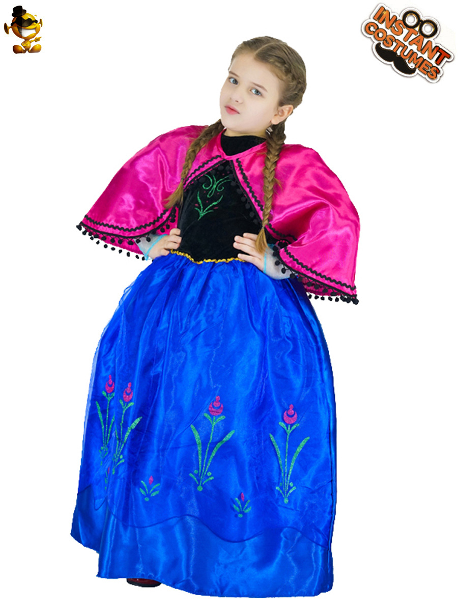 Niña princesa vestido Halloween niños fiesta vestido Cosplay bola niña vestido azul con capa