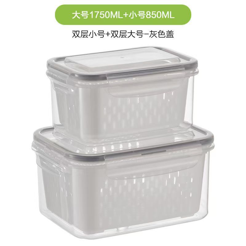 Oficina en el hogar caja de plástico transparente cocina sellada drenaje refrigerador caja de almacenamiento de carne caja de almacenamiento