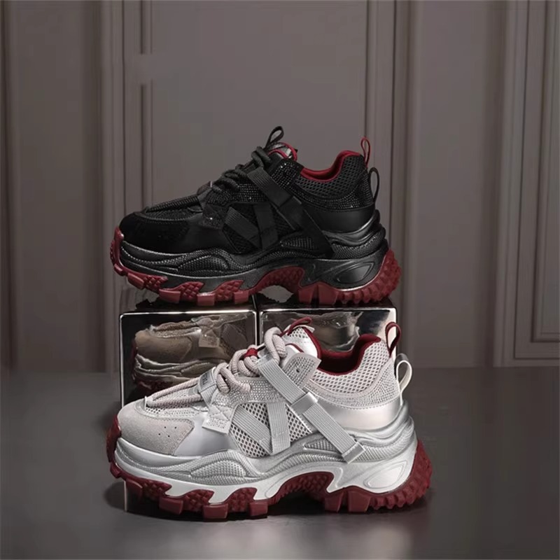 2024 moda de otoño 7cm de altura de lazos versátiles zapatos de papá zapatos de deporte transpirables zapatos casuales mujeres