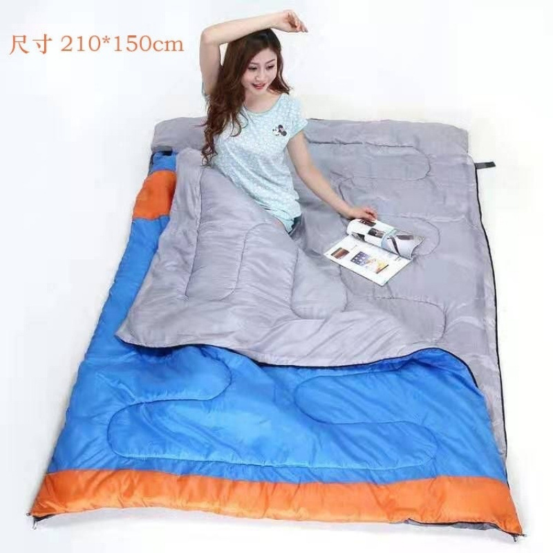 Saco de Dormir Doble de 2.2kg - Oferta Especial Azul y Naranja (Sin Regalos) - ¡Éxito de Ventas, Descuento Directo!
