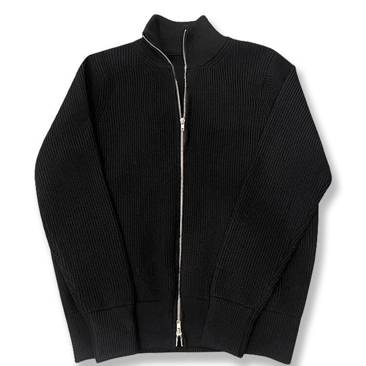 2024 New Autumn and Winter High-end Sense Zipper Margiela Warm Cardigan Turtleneck Solid Color Sweater Jacket for Men and Women