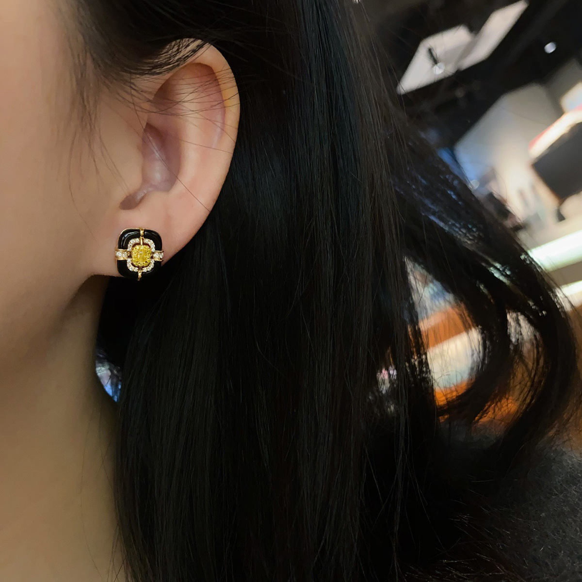Square Stud Earrings Titanium Steel Hip Hop Style For Unisex_voghion.com